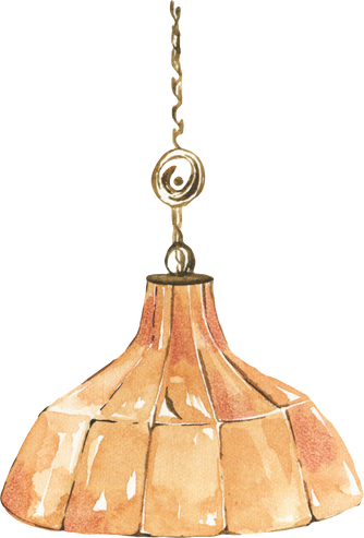 Watercolor lamp clipart. Home decor clipart.